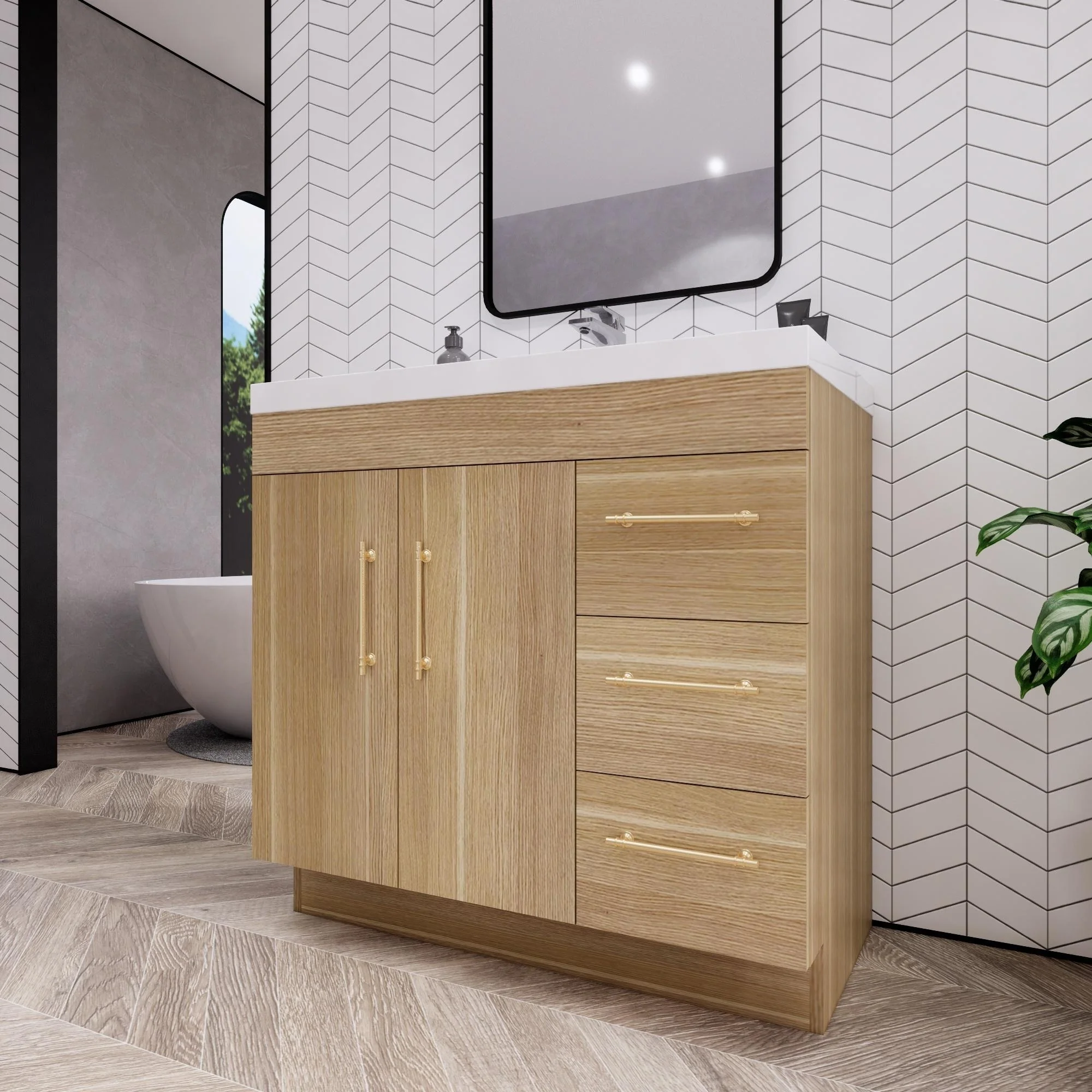 Eliza 36 Freestanding Vanity (Right Drawers) with Single Sink