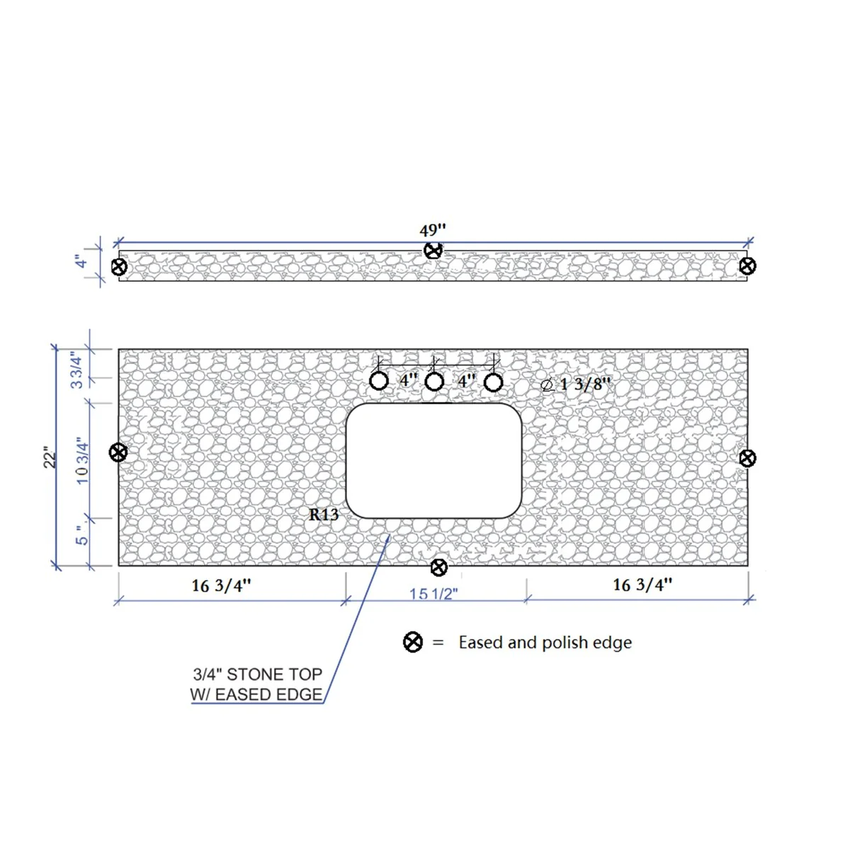31 in./ 37 in./ 43 in./ 49 in. Carrara White Engineered Stone Bathroom Vanity Top with Ceramic Sink