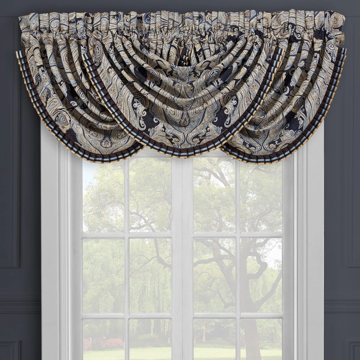 J. Queen New York Luciana Indigo Window Waterfall Valance