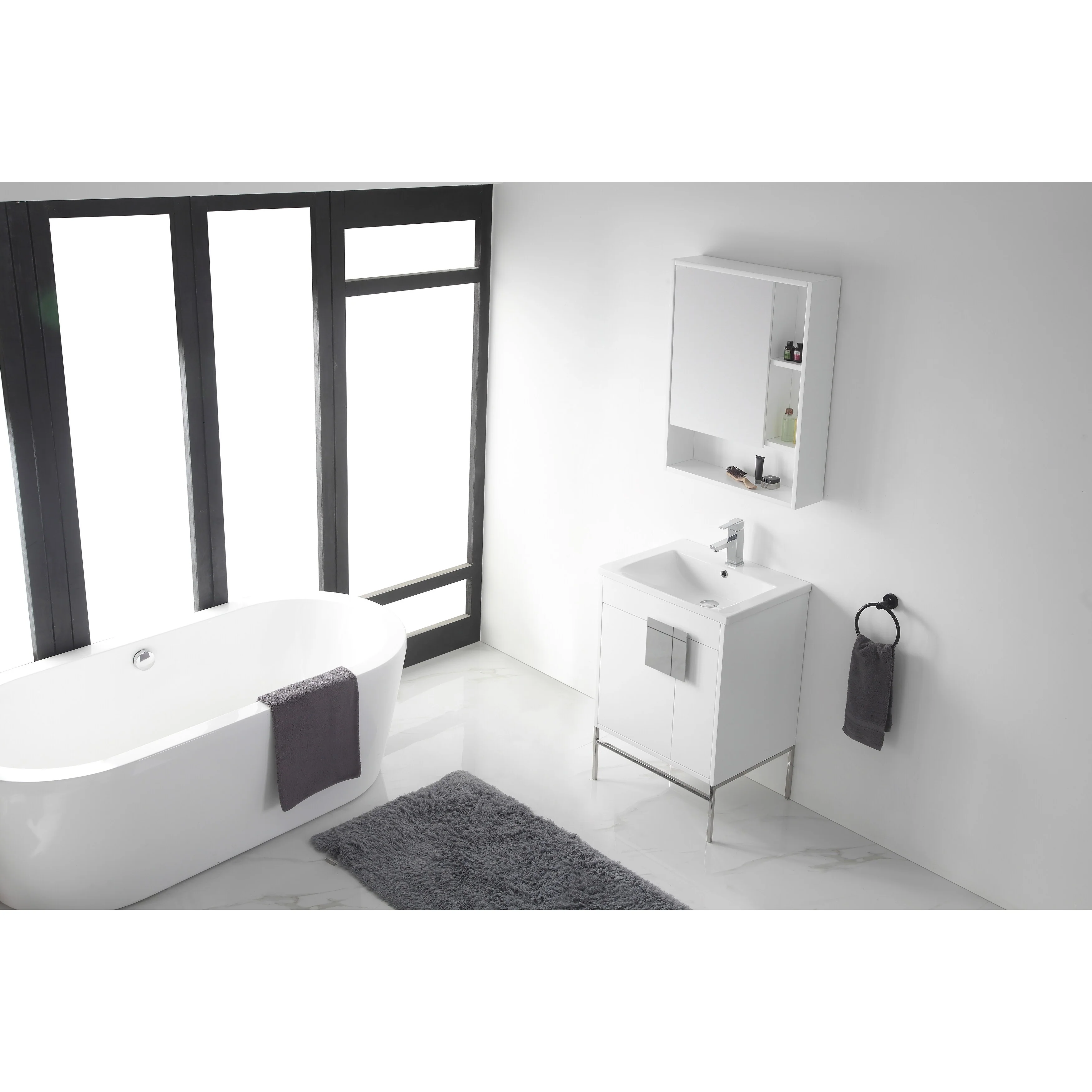 24-inch Modern Bathroom Vanity Set w/ Vitreous China Sink Top
