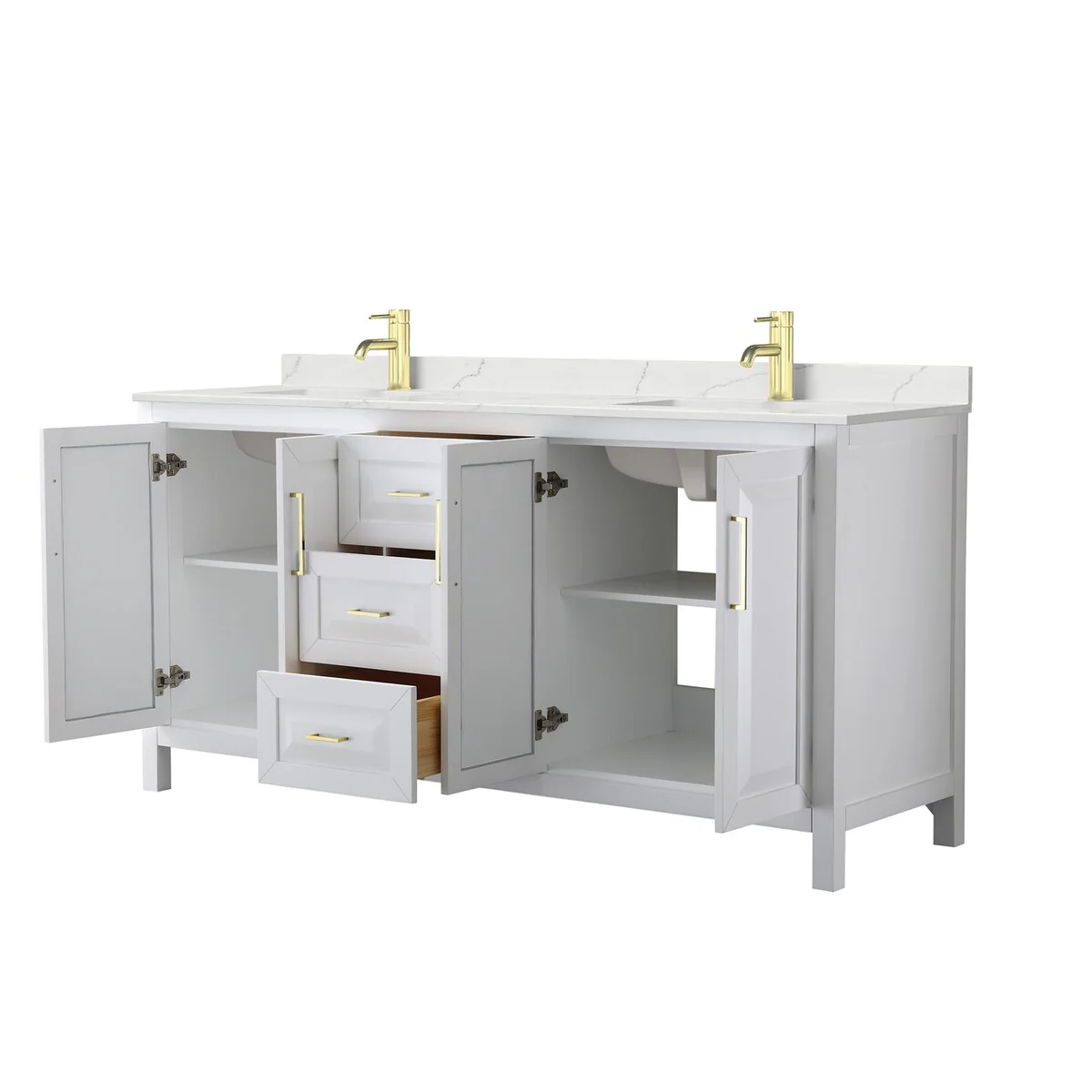 Daria 72-inch Double Vanity, Single Hole Quartz Top