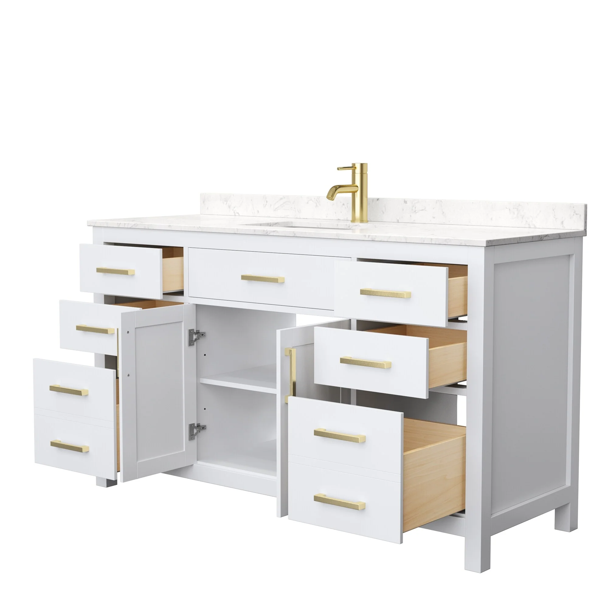 Beckett 60 Inch Single Vanity, Cultured Marble Top
