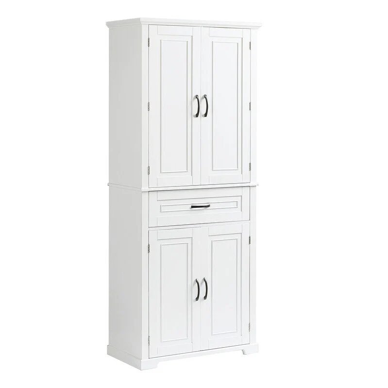 Bathroom Floor Cabinet, Freestanding Storage Cabinet with Doors and Drawer, Kitchen Cupboard with Adjustable Shelf