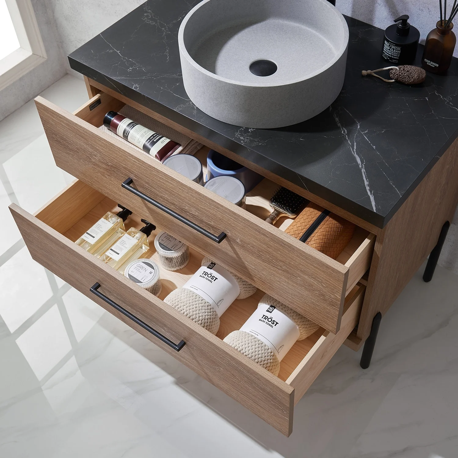 Trento Bath Vanity with Sintered Stone Top with Concrete Sink (C)