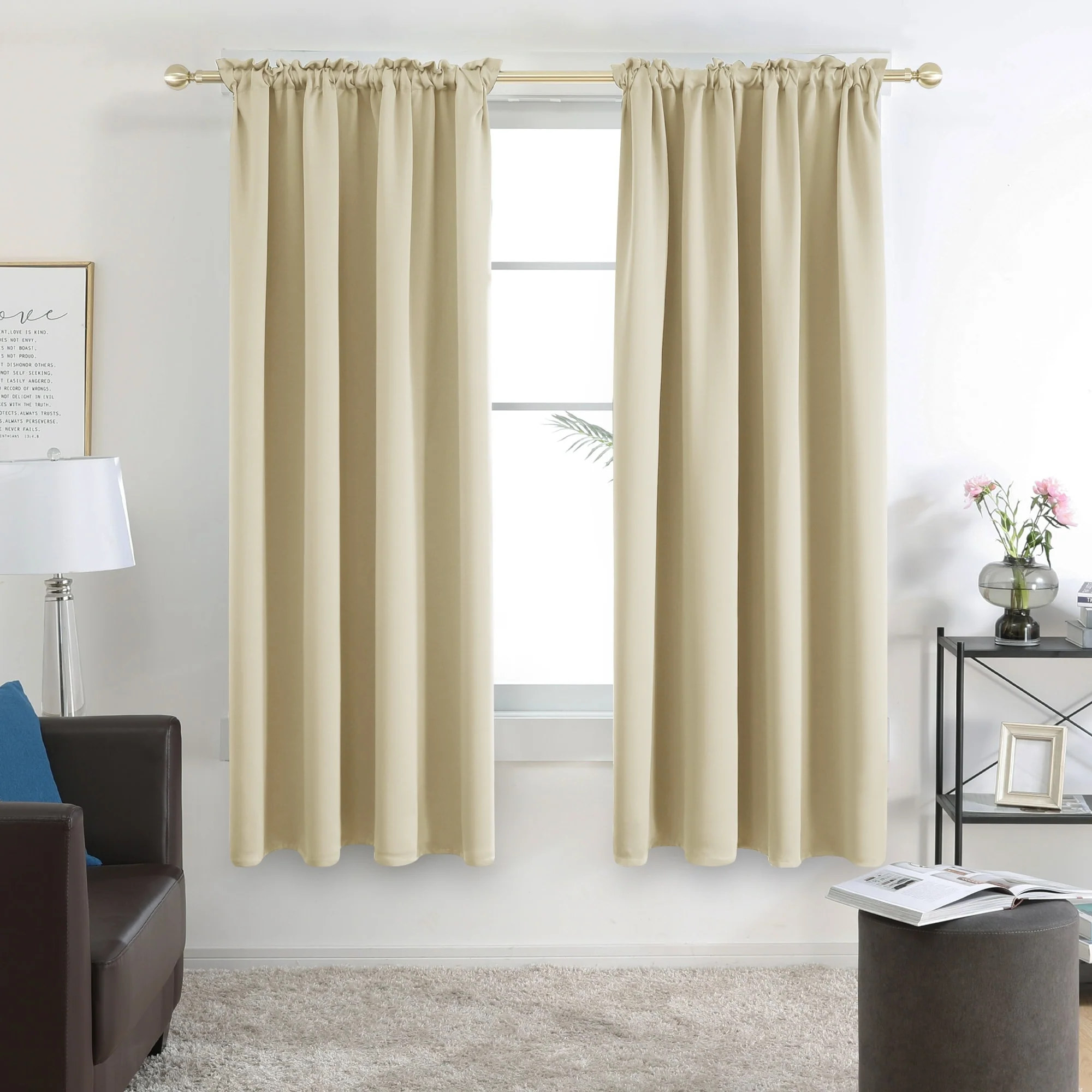 Deconovo Solid Rod Pocket Curtain Panel Pair (2 Panel)