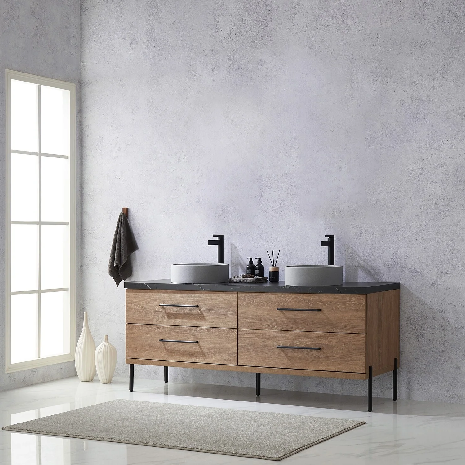 Trento Bath Vanity with Sintered Stone Top with Concrete Sink (C)