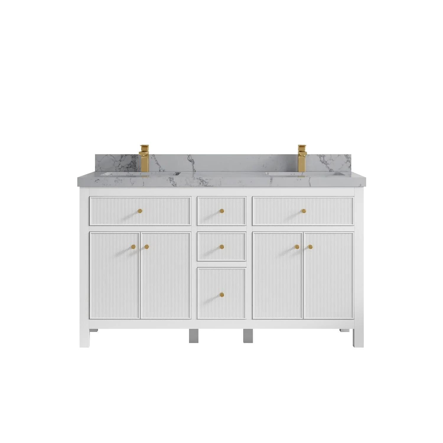 Willow Collections 60 in. W x 22 in D. Sonoma Free Standing Reeded Double Sink Bathroom Vanity with Countertop