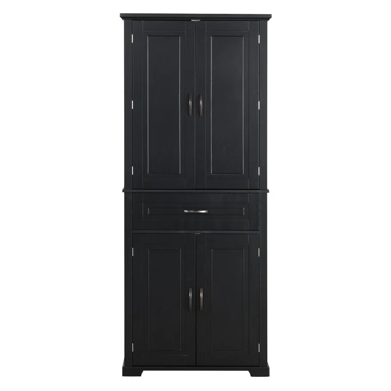 Bathroom Floor Cabinet, Freestanding Storage Cabinet with Doors and Drawer, Kitchen Cupboard with Adjustable Shelf