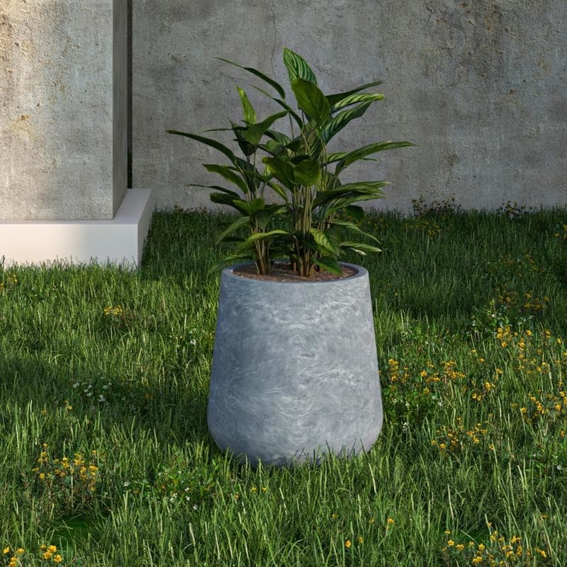 Orchid Round Decorative Fiberstone and MGO Clay Planter Pot With Drainage for Indoor Outdoor Home Office Yard Patio Porch Decor