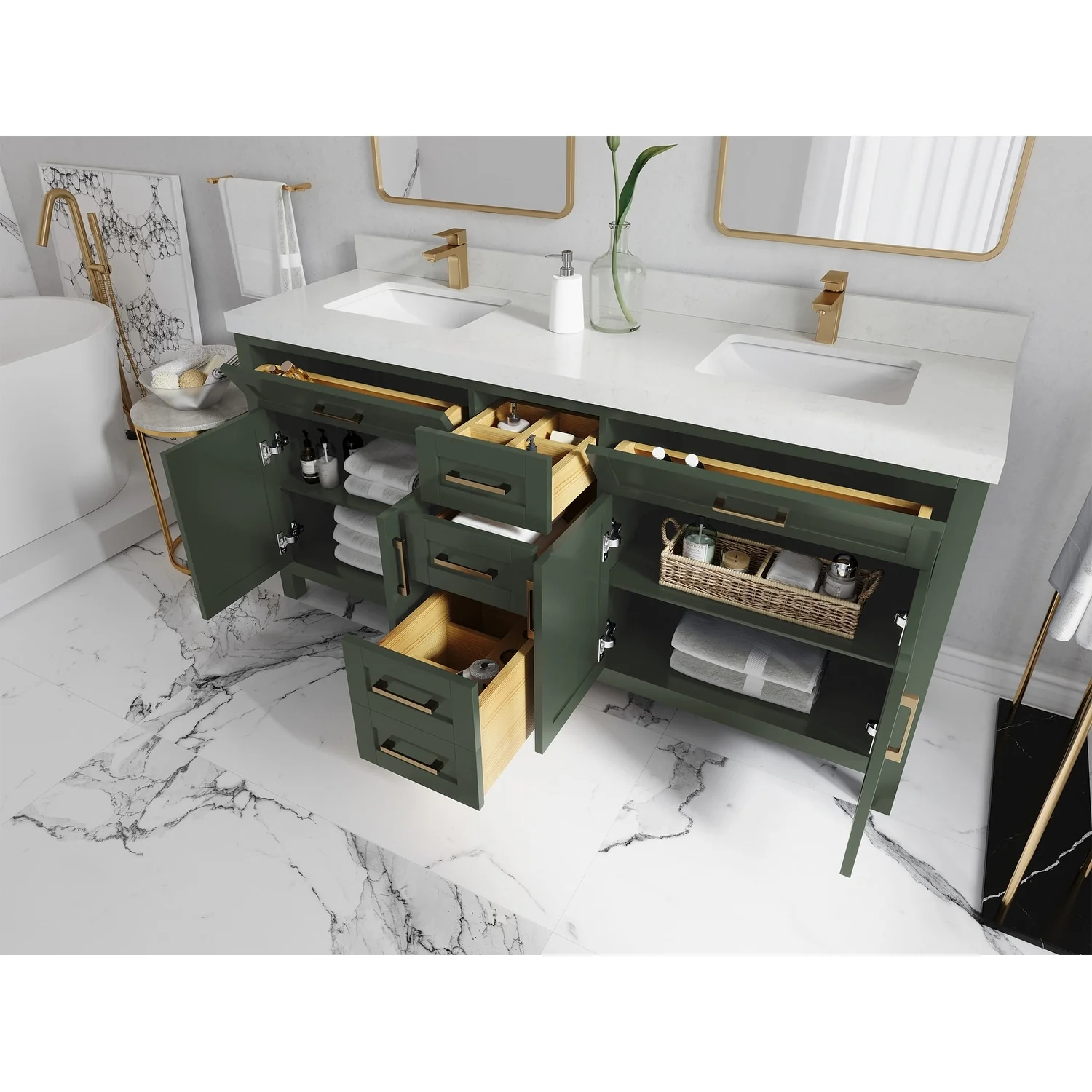 Willow Collections 72 in. W x 22 in. D Cambridge Double Sink Bathroom Vanity with Countertop