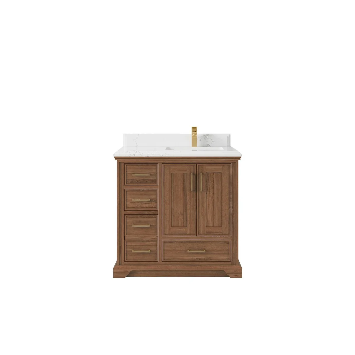 Willow Collections 36 in. W x 22 in. D Charlotte Teak Right Offset Sink Bathroom Solid Teak Vanity with Countertop