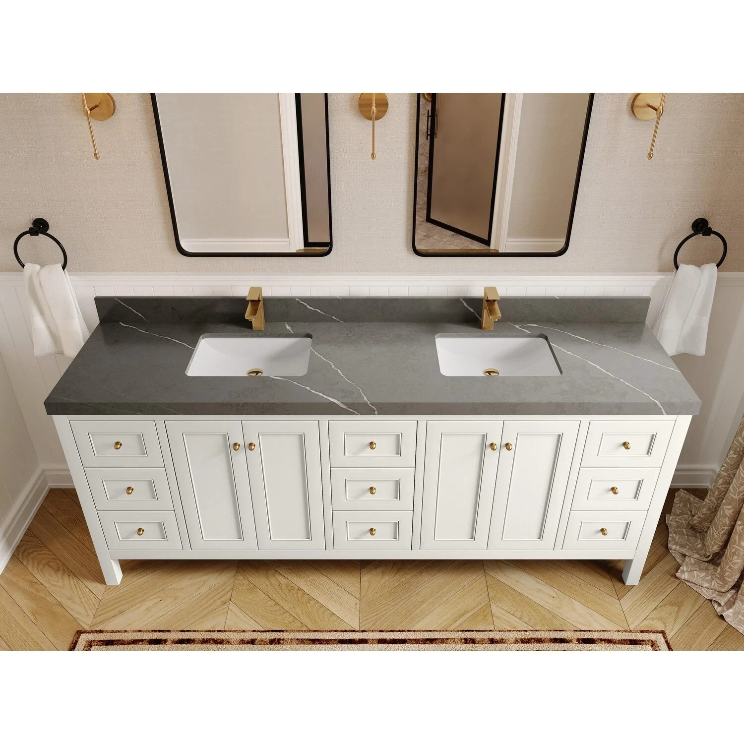 Willow Collections 84 in. W x 22 in. D Nashville Double Bowl Sink Bathroom Vanity with Countertop