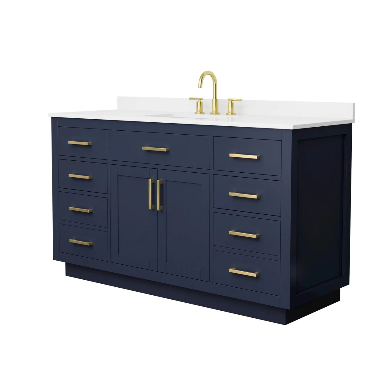 Beckett TK 60-inch Single Vanity, 3 Hole Quartz Top