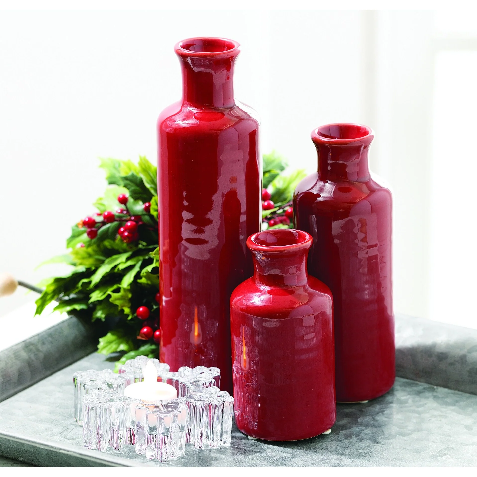 Sullivans Set of 3 Small Ceramic Bottle Vases 5