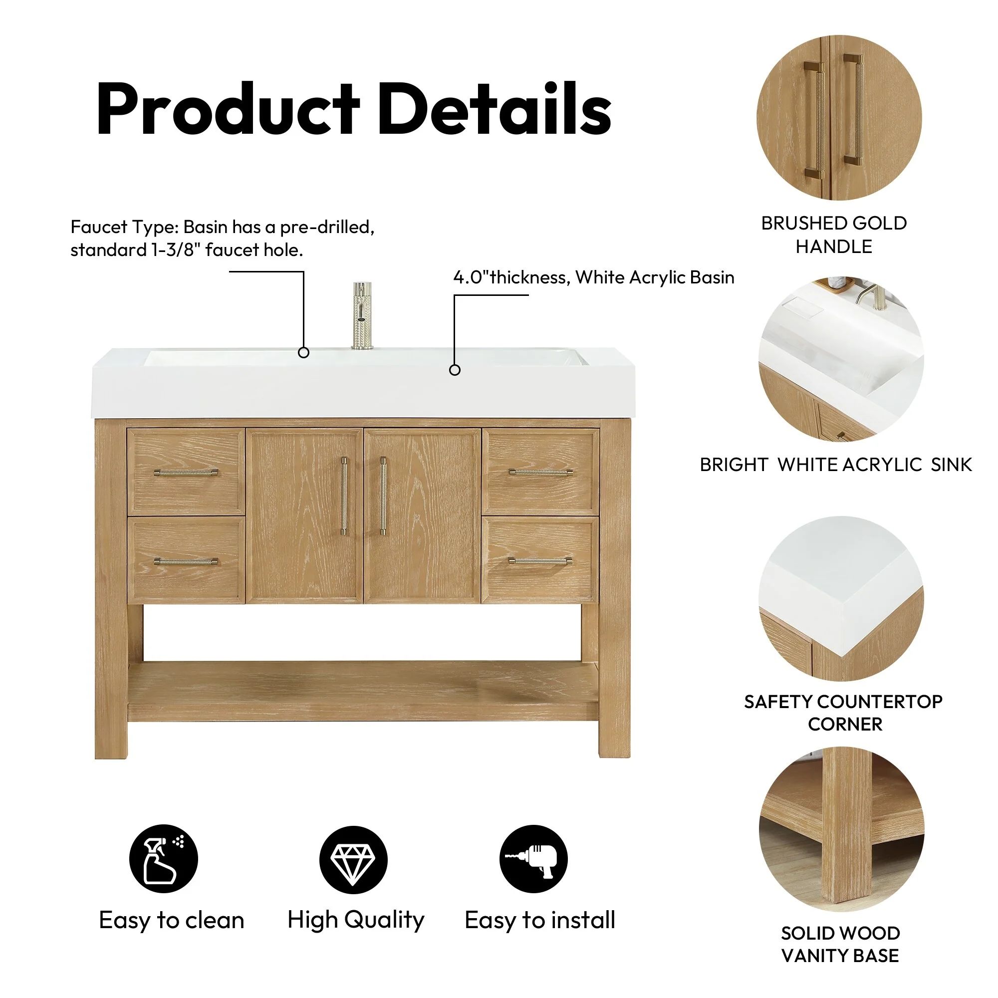 Vera Bath Vanity with Integrated Stone Sink Top and Mirror