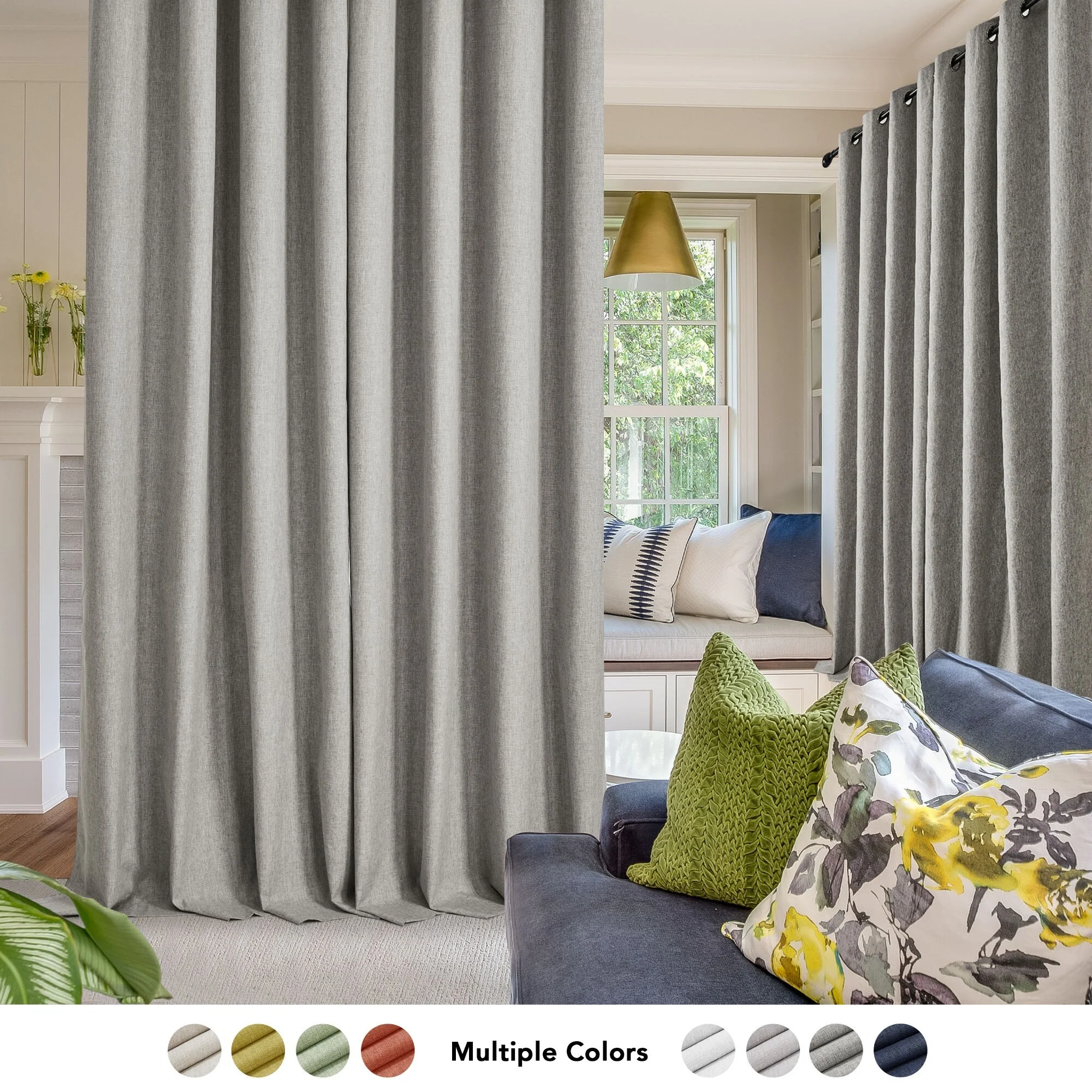 Deconovo Blackout Living Room Curtains Faux Linen Drapes 2 Panels