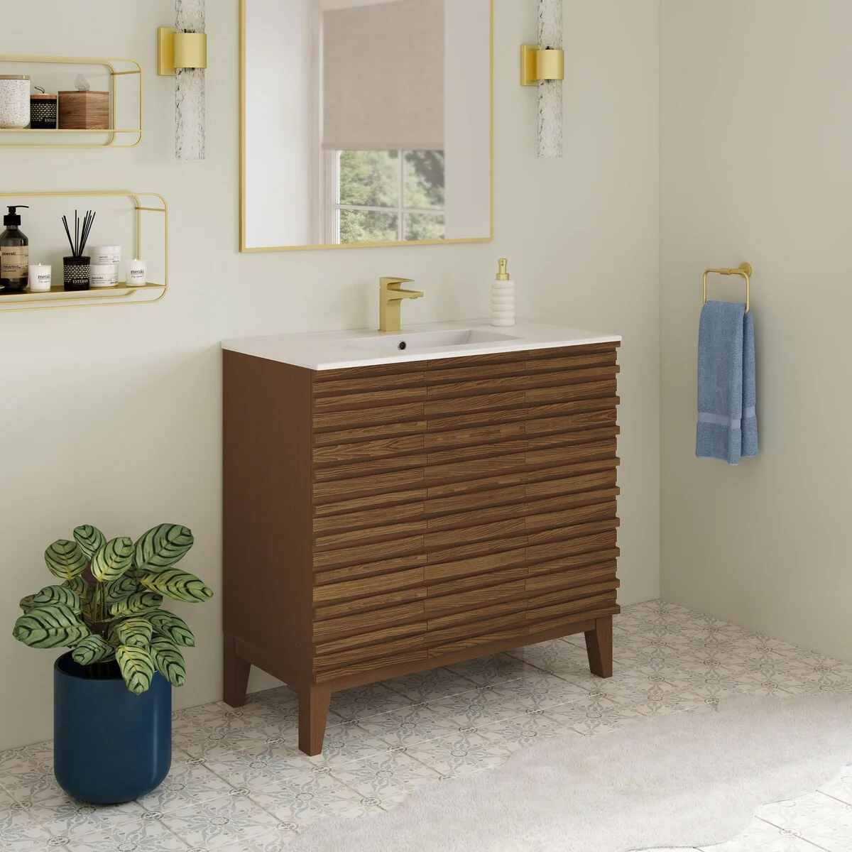 Cascade 36'' Bathroom Vanity In Brown Oak