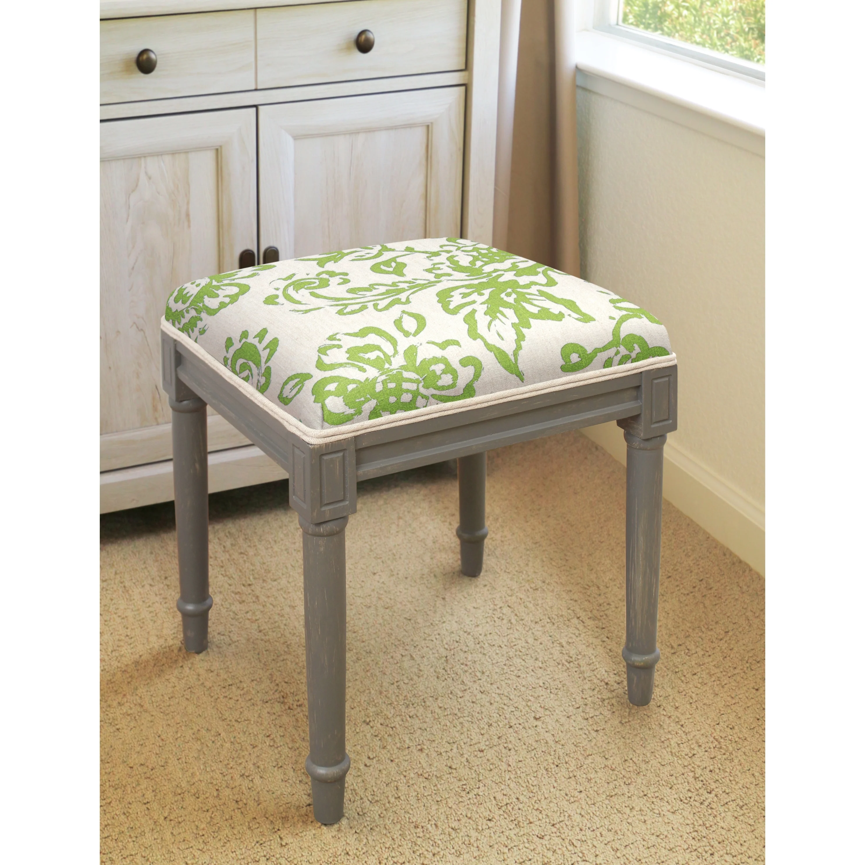 Toile Rustic-grey Vanity Stool - N/A