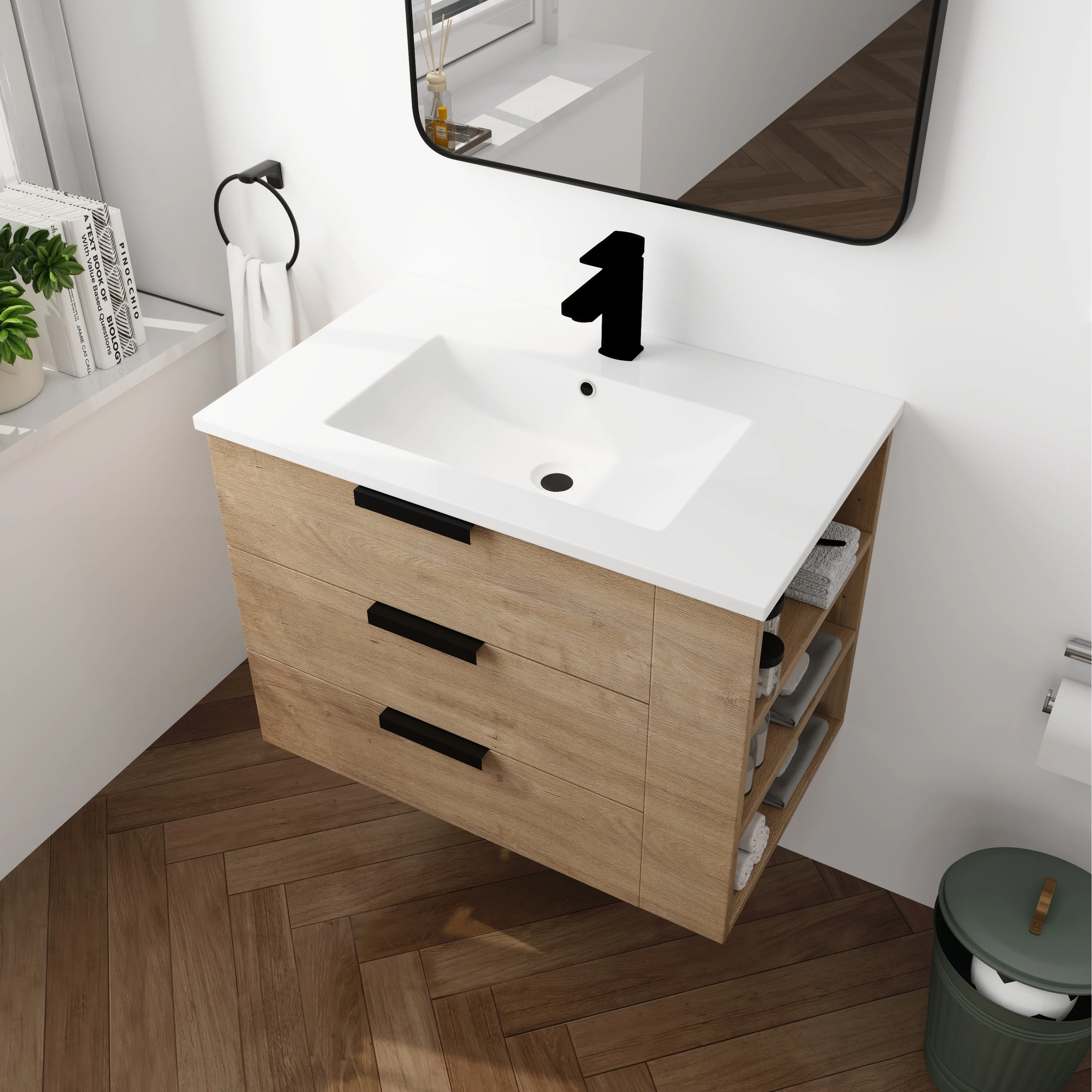 Beingnext 30''/36'' Single Sink Floating Bathroom Vanity with Soft Close Drawer and Adjustable Shelf