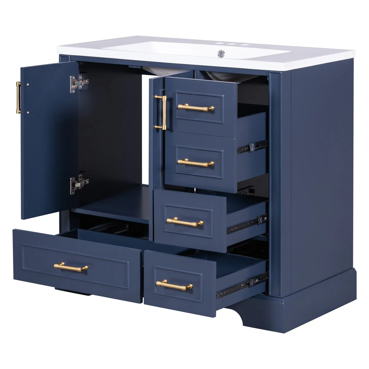 Bathroom Cabinet with Two Doors and Four Drawers