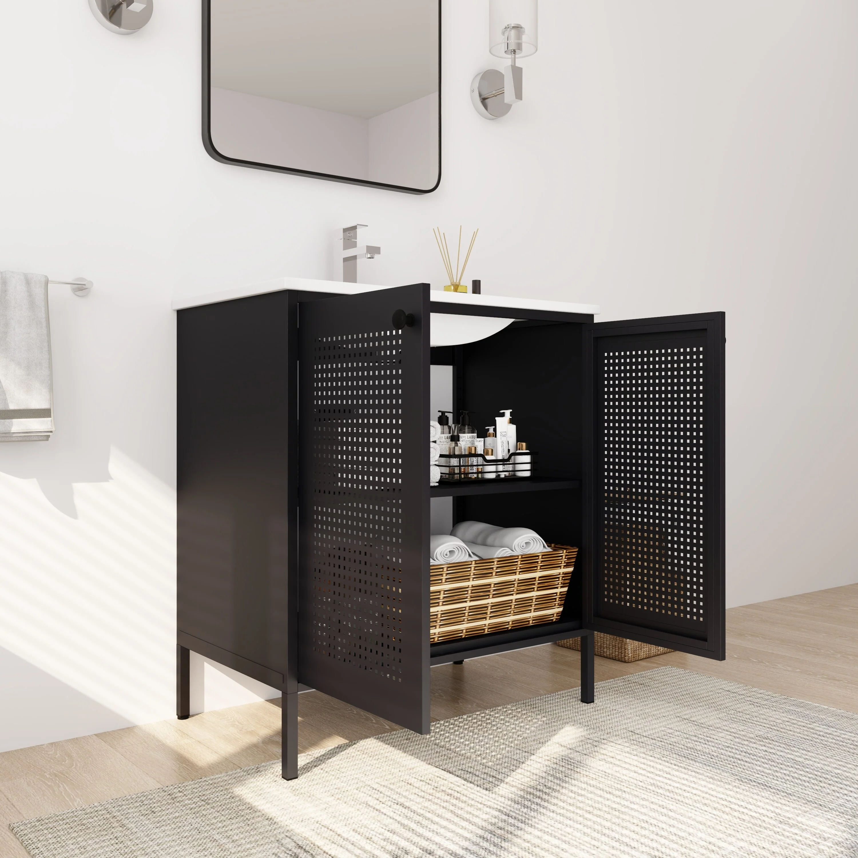 Bathroom Vanity With Sink In 30 Inch, Freestanding Bathroom Vanity With Soft Close Door