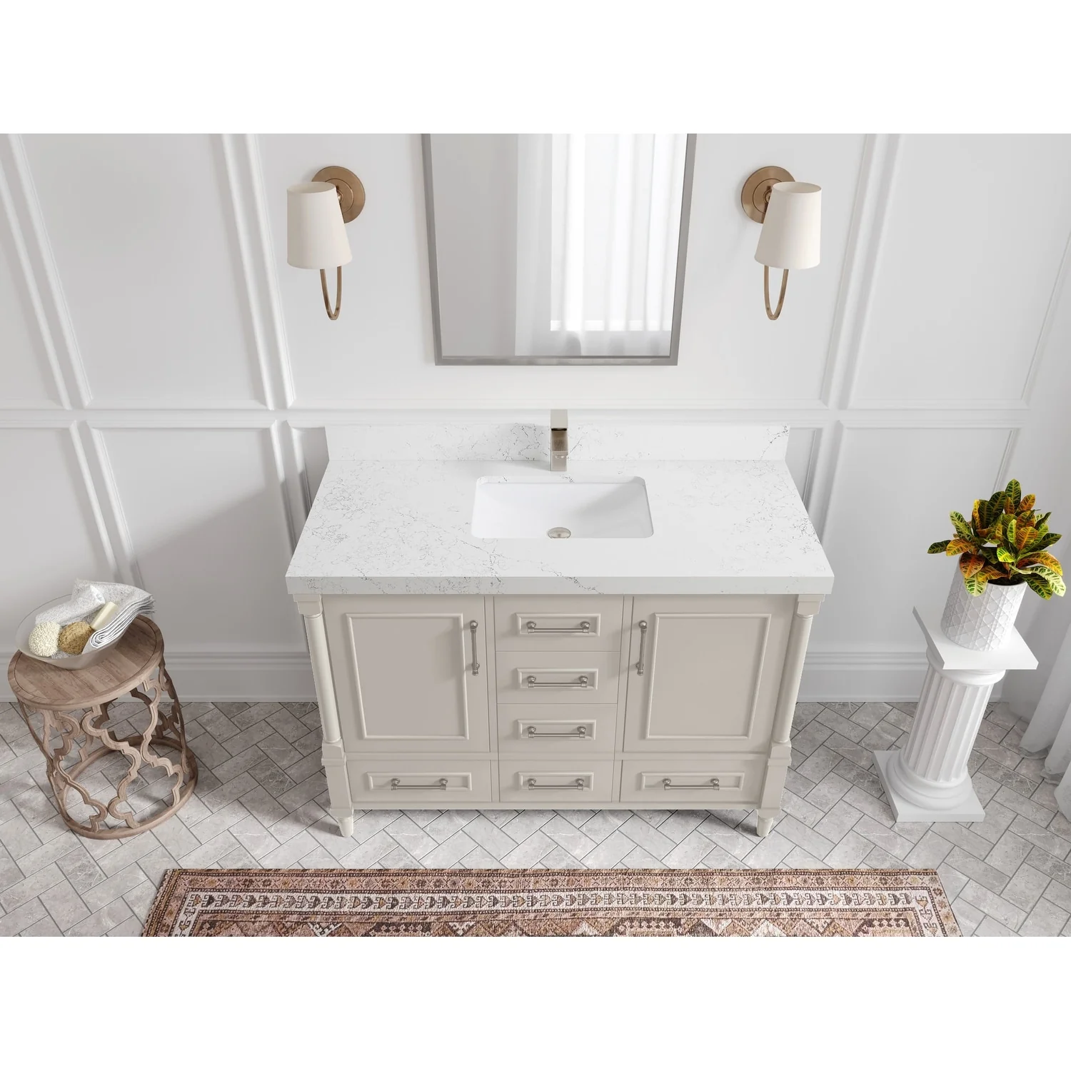 Willow Collections 48 in. W x 22 in. D Aberdeen Single Bowl Sink Bathroom Vanity with Countertop