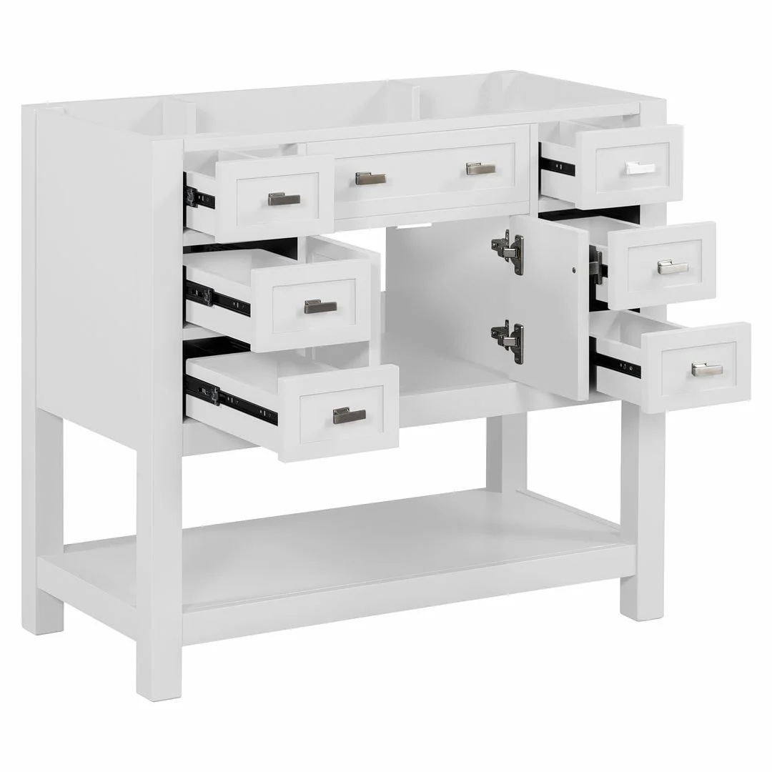 36'' Modern Bathroom Bathroom Vanity with Sink and 6 Drawers，2 Soft Closing Doors