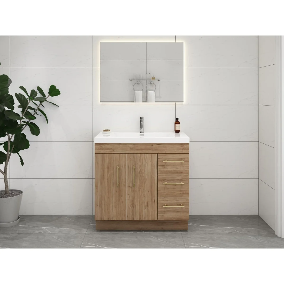 Eliza 36 Freestanding Vanity (Right Drawers) with Single Sink