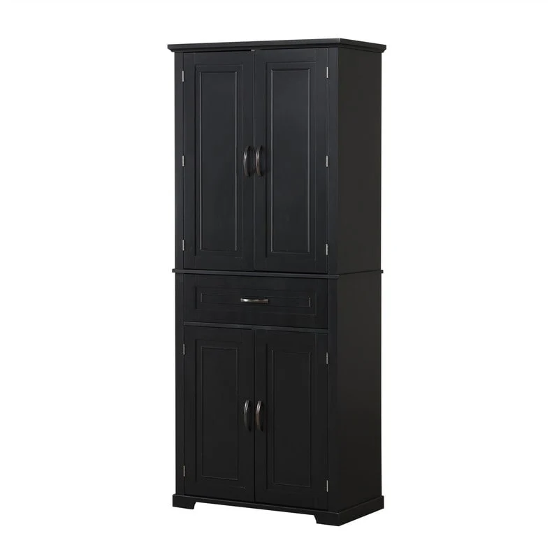 Bathroom Floor Cabinet, Freestanding Storage Cabinet with Doors and Drawer, Kitchen Cupboard with Adjustable Shelf