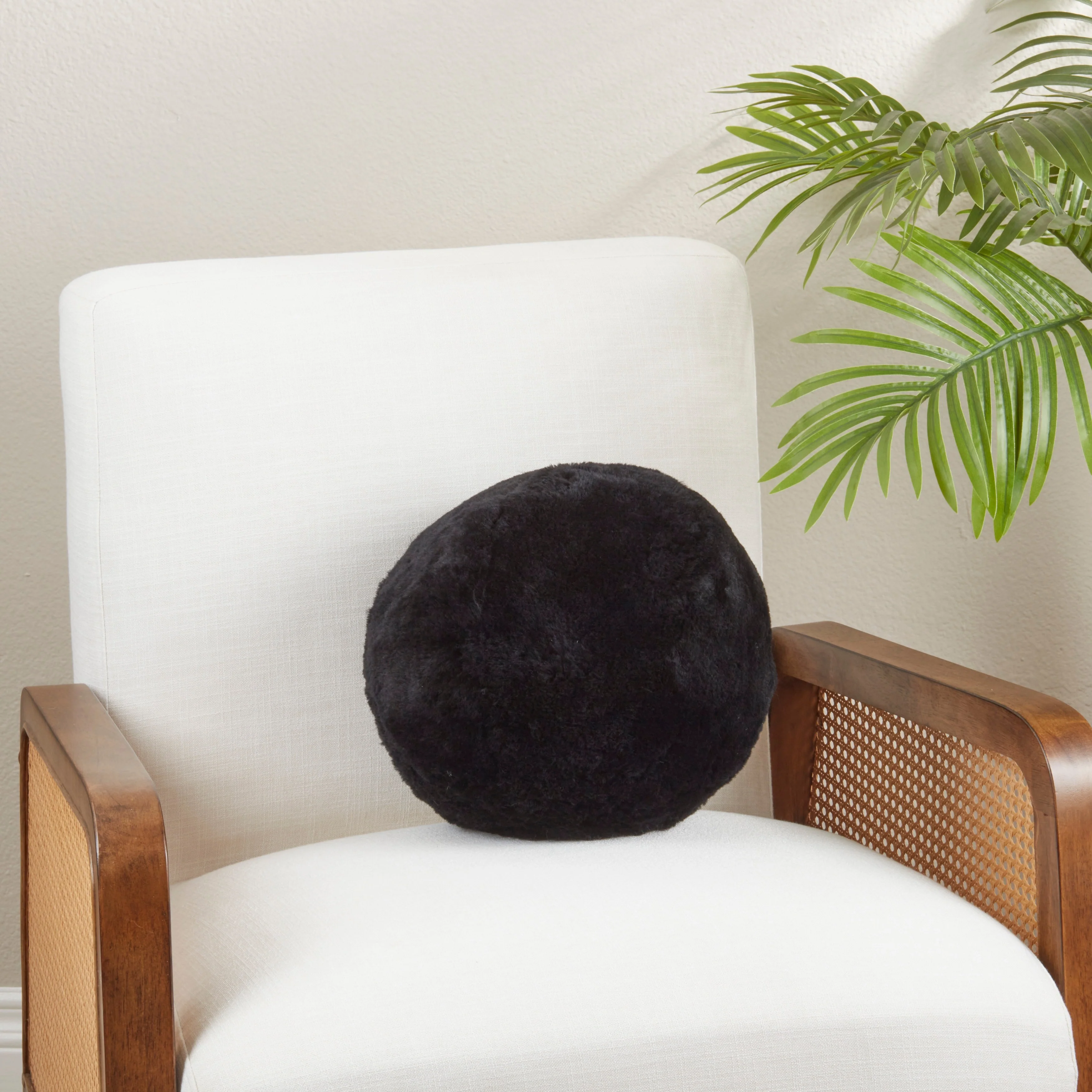 Fleece Fantasy Sheepskin Ball Poly Filled Throw Pillow