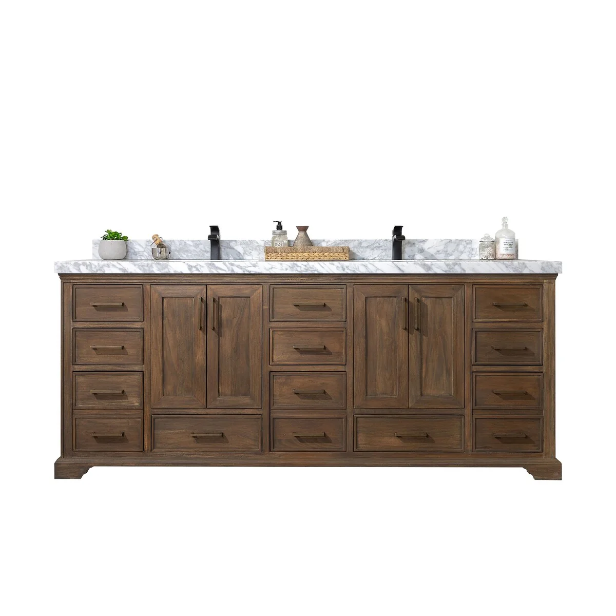 Willow Collections 84 in. W x 22 in. D Charlotte Teak Double Sink Bathroom Solid Teak Vanity with Countertop
