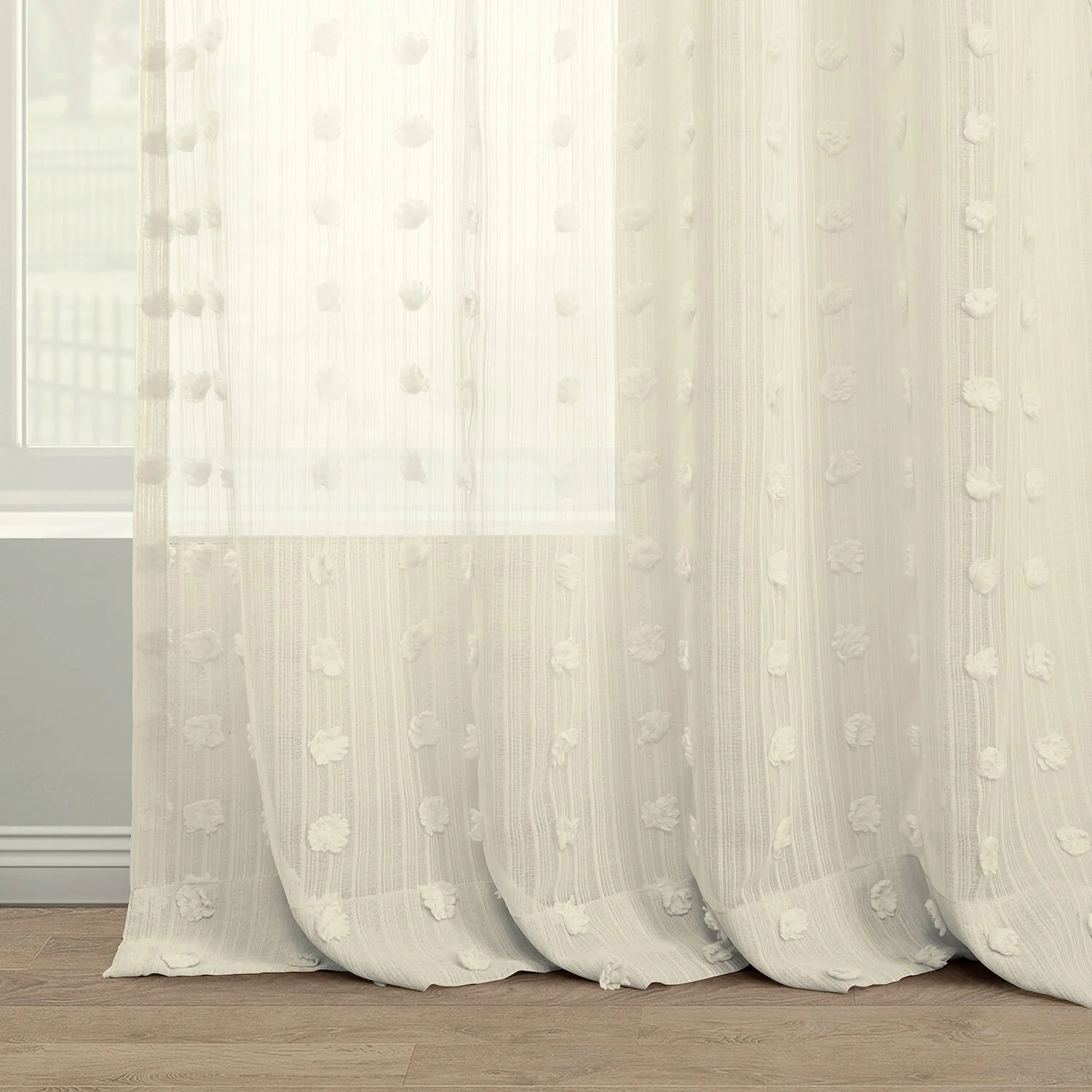 Exclusive Fabrics Strasbourg Dot Patterned Faux Linen Sheer Curtain (1 Panel)