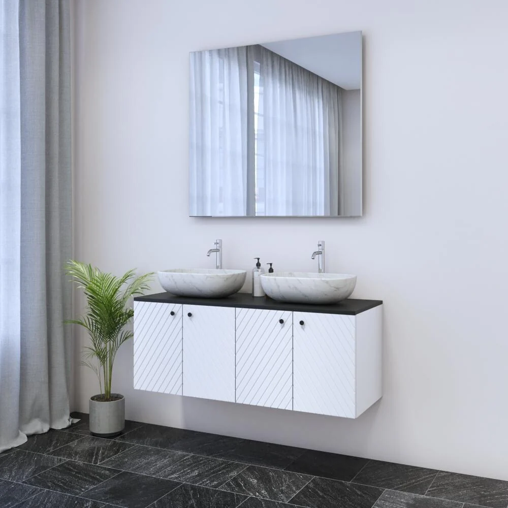 Avela 4D 120 Double Sink Floating Bathroom Vanity (48