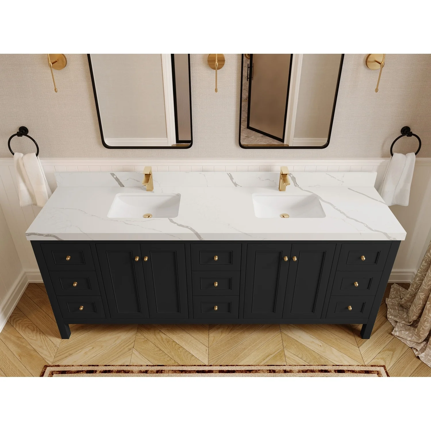 Willow Collections 84 in. W x 22 in. D Nashville Double Bowl Sink Bathroom Vanity with Countertop