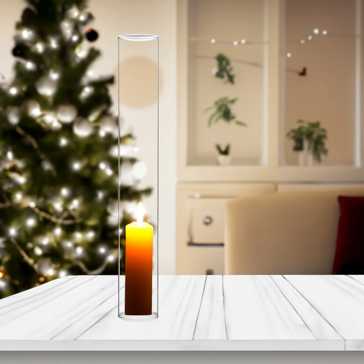 Clear Glass Cylinder Hurricane Chimney Tube, Candle Cover - 1 Piece