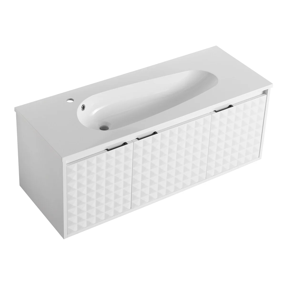 24/ 48 inch Wall Mounted Bathroom Vanity Set in White with Integrated Resin Sink