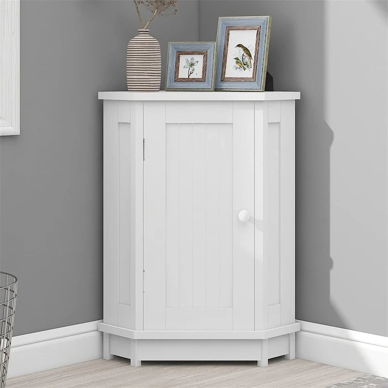 Bathroom Storage Cabinet with Adjustable Shelves,Free Standing Corner Cabinet with Single Door,Freestanding Floor Cabinet