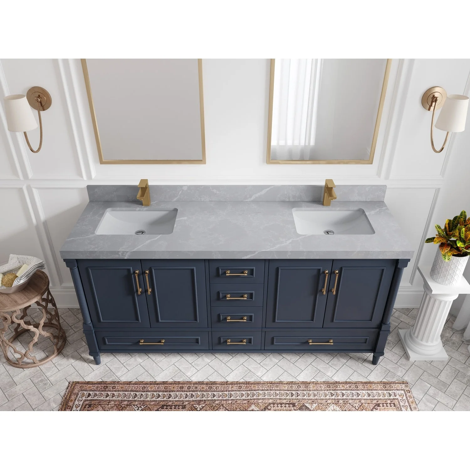 Willow Collections 72 in. W x 22 in. D Aberdeen Double Sink Bathroom Vanity with Countertops