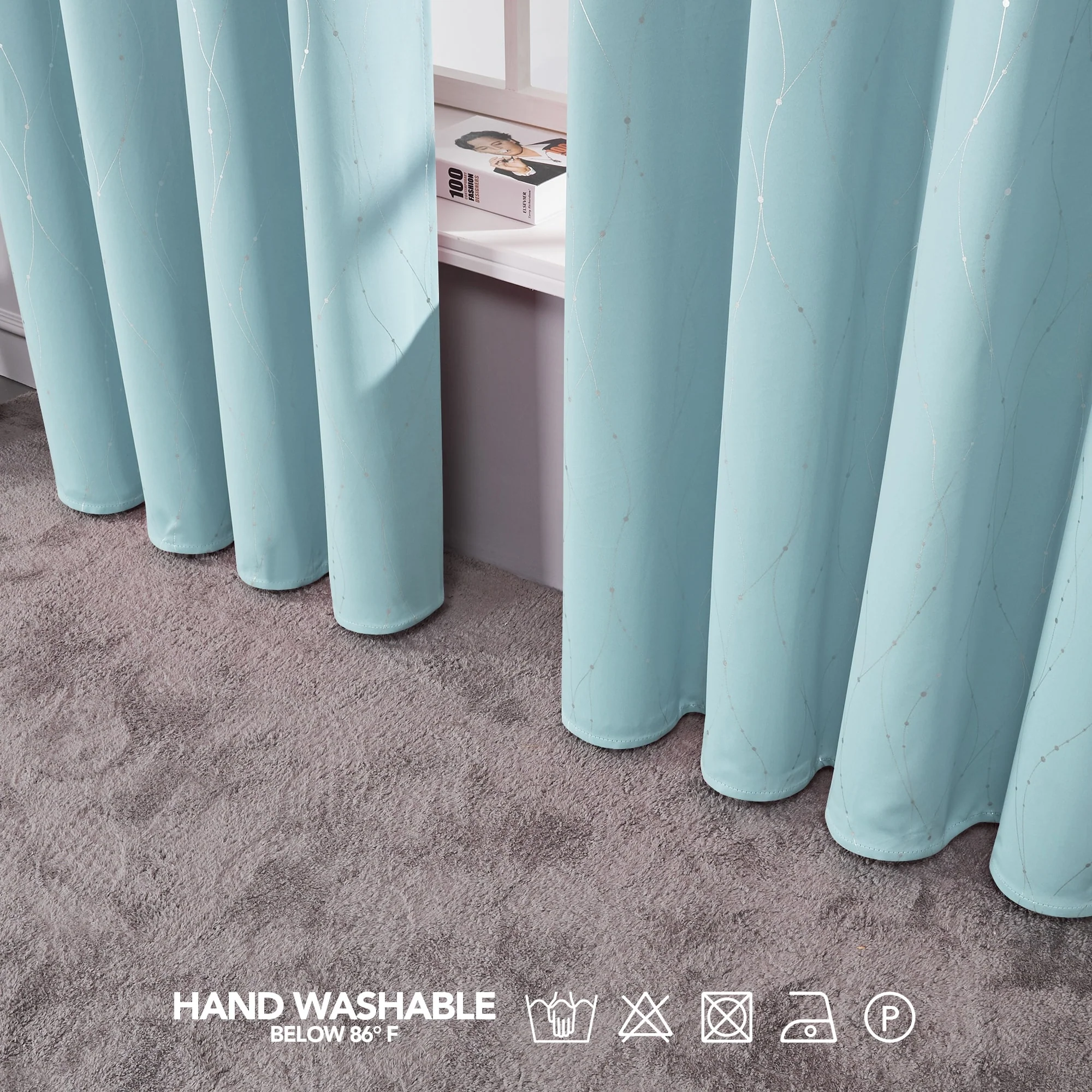 Deconovo Wave Line with Dots 52 Width Curtains Pair(2 Panel)