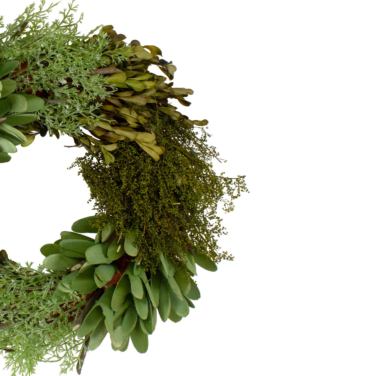 Cedar Succulent and Day Grass Artificial Spring Wreath Green -14-Inch