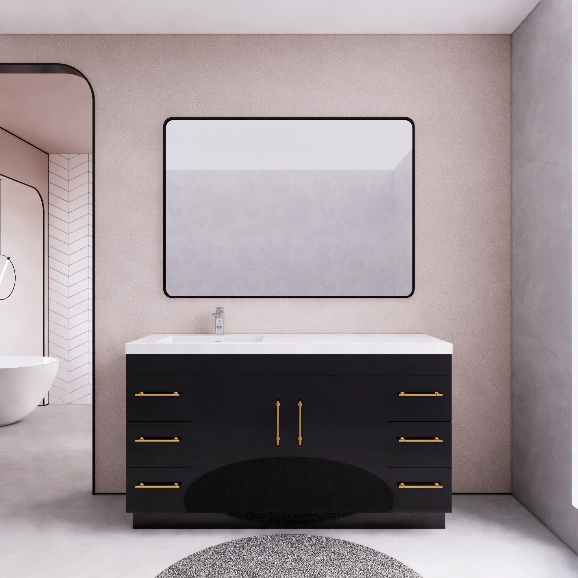 Eliza 60'' Freestanding Vanity with Single Sink on the Left