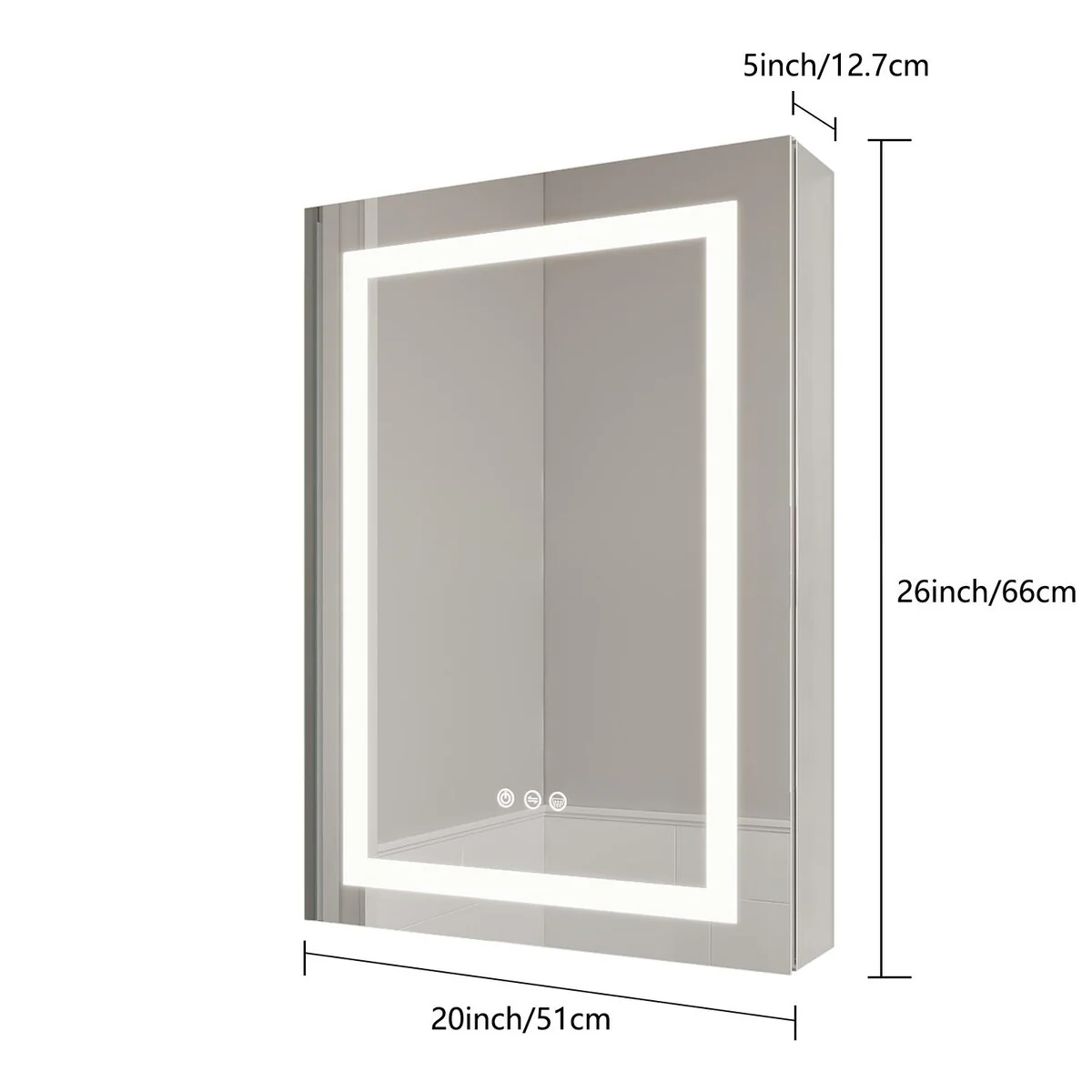 Bathroom Medicine Cabinet with Mirror Wall Mounted LED Bathroom Mirror Cabinet with Lights, Anti-Fog,Storage Shelves