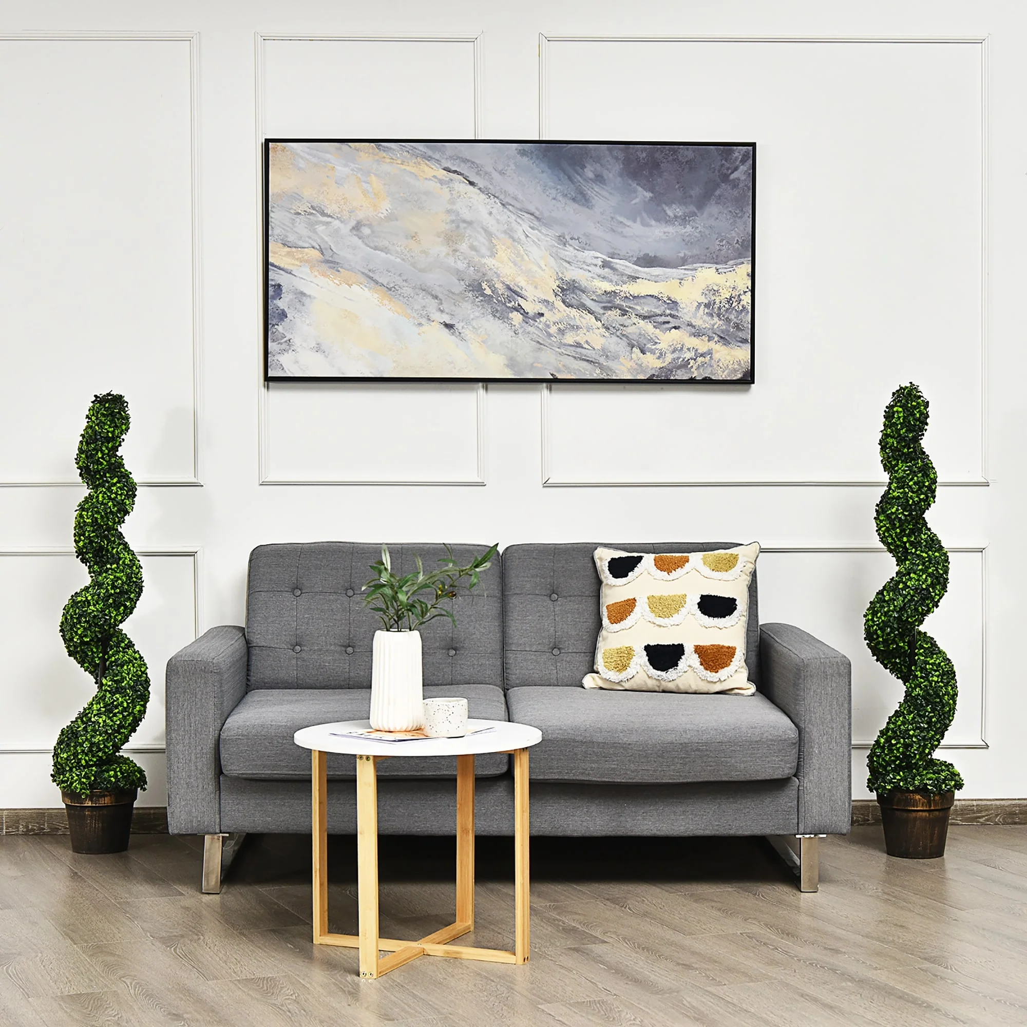 Costway 2 Pack 4FT Artificial Spiral Boxwood Topiary Tree Indoor - See details