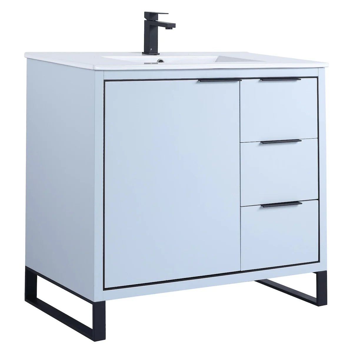 Fine Fixtures Opulence Collection Bathroom Vanity with White Ceramic Sink