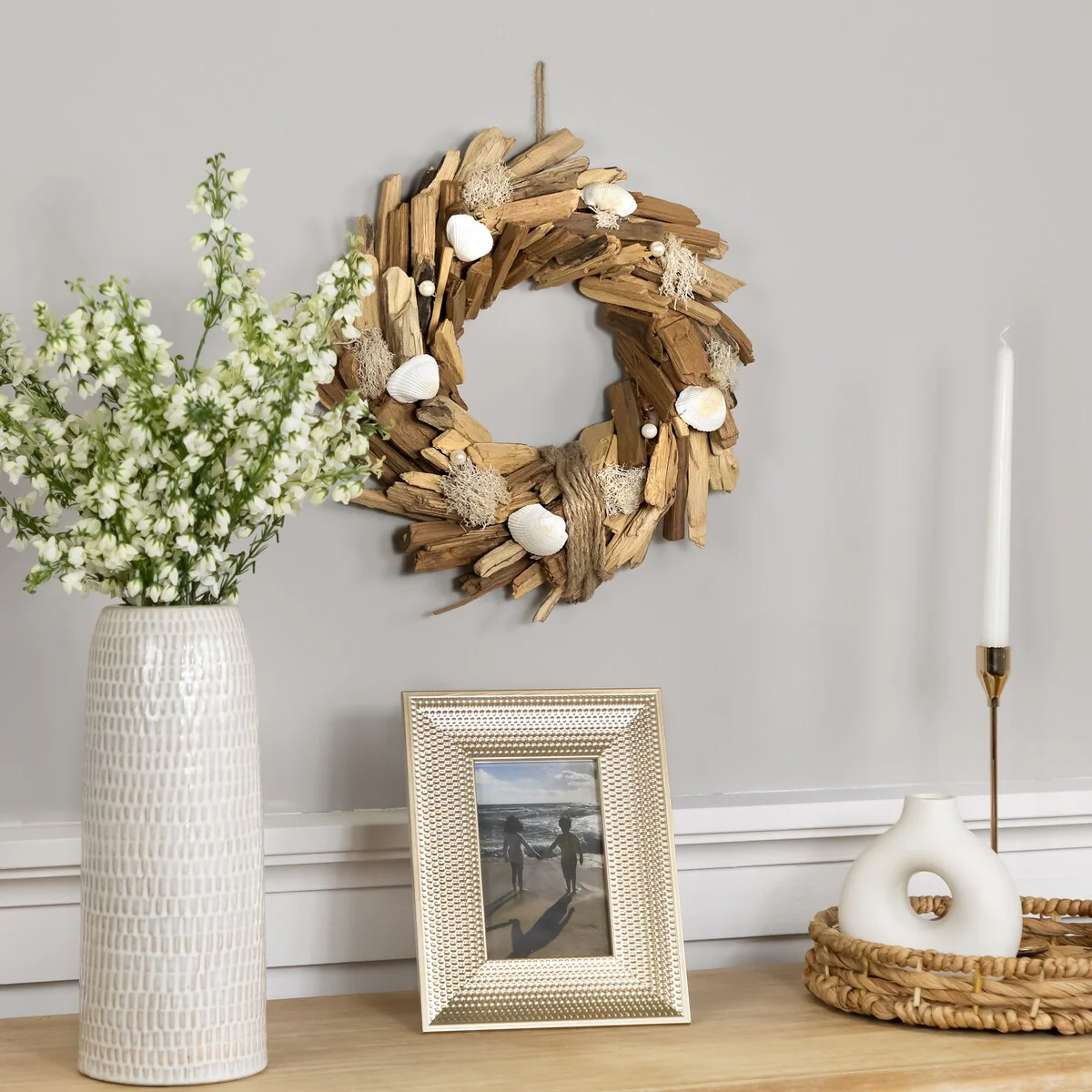 Natural Driftwood and Seashell Artificial Wreath - 14