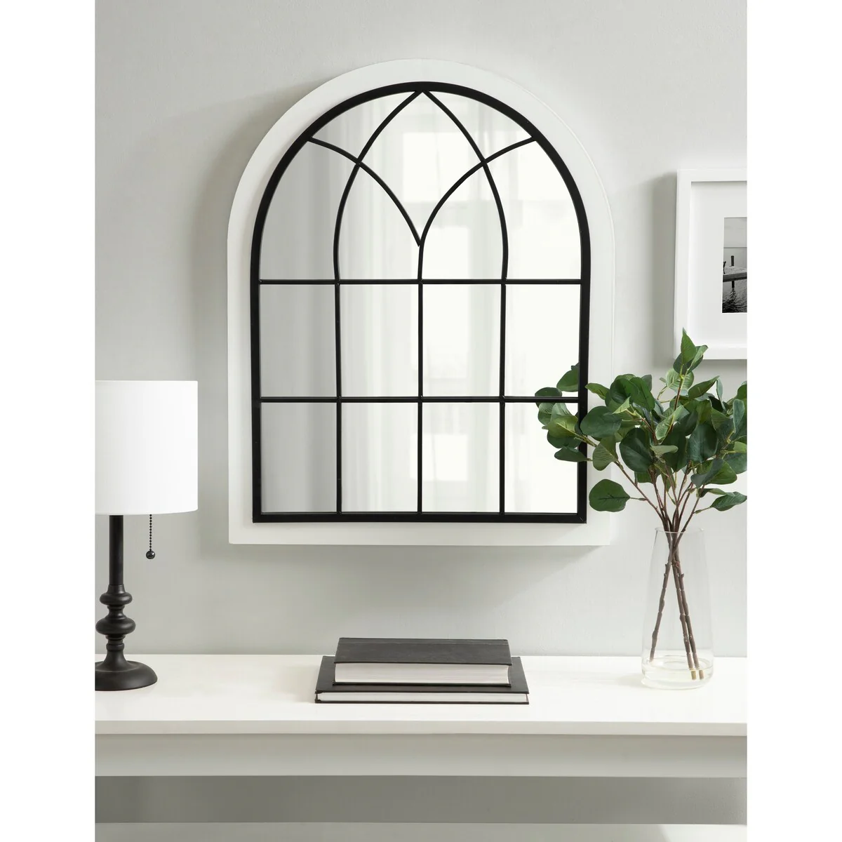 Kate and Laurel Nola Framed Windowpane Arch Mirror