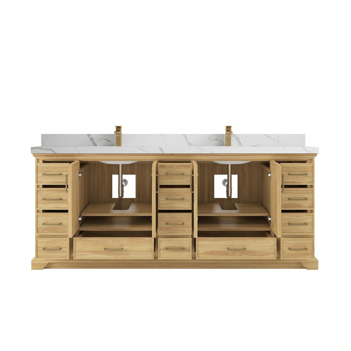 Willow Collections 84 in. W x 22 in. D Charlotte Teak Double Sink Bathroom Solid Teak Vanity with Countertop