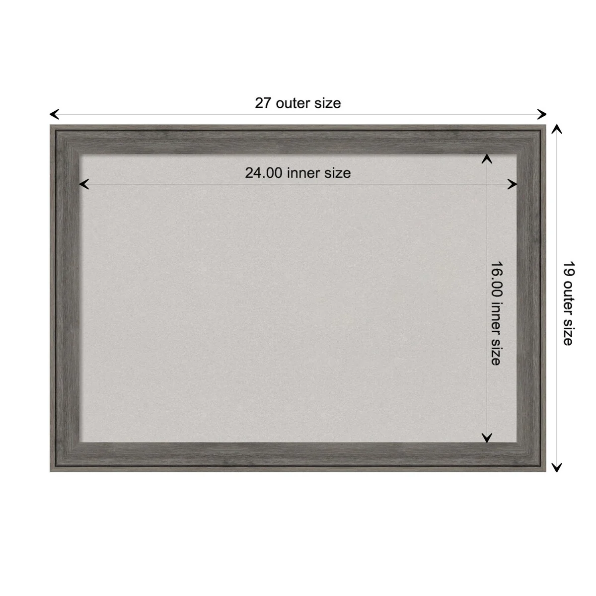 Regis Barnwood Grey Narrow Wood Framed Grey Corkboard Bulletin Board