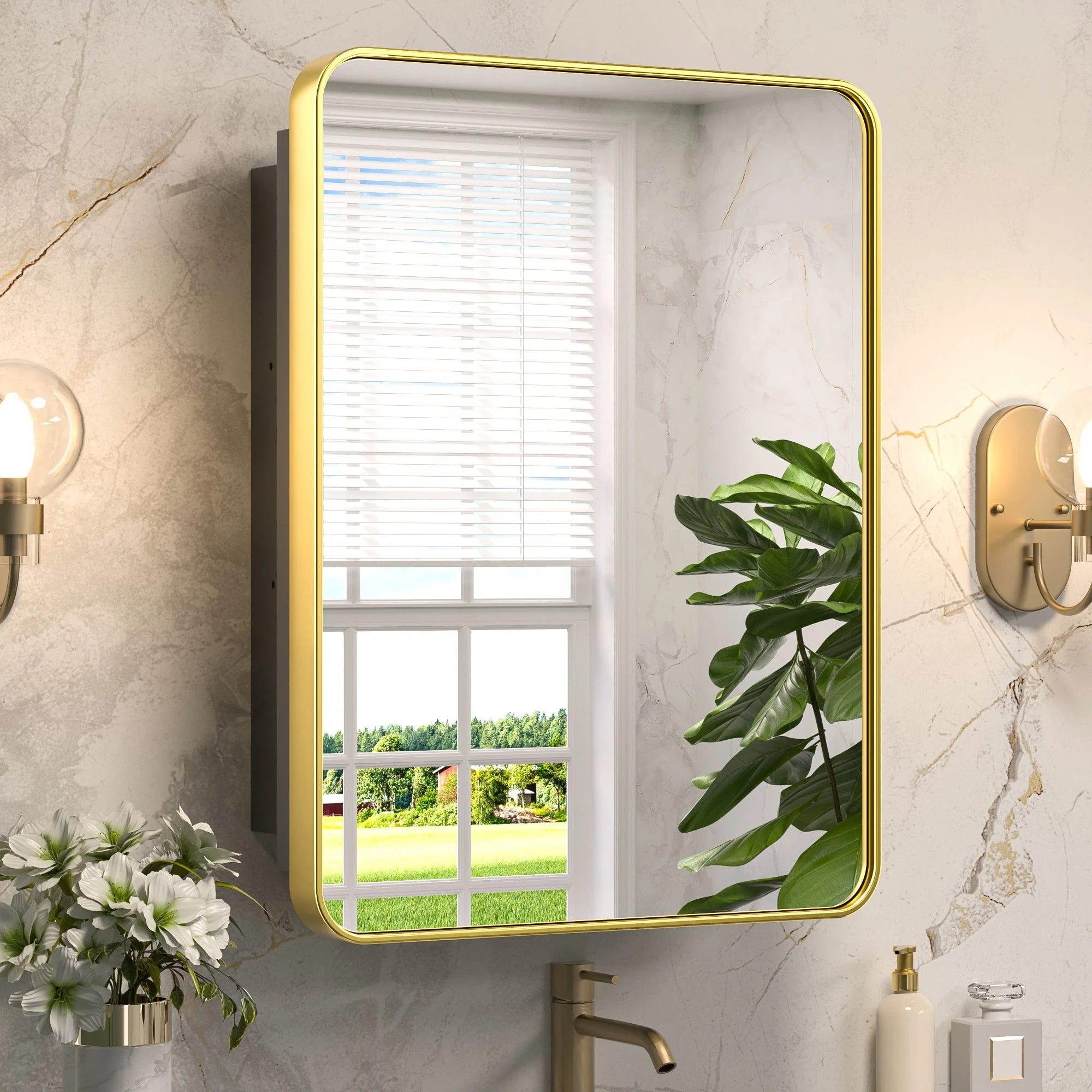 KEONJINN Medicine Cabinets for Bathroom with Mirror, Stainless Steel 1-3 Framed Doors