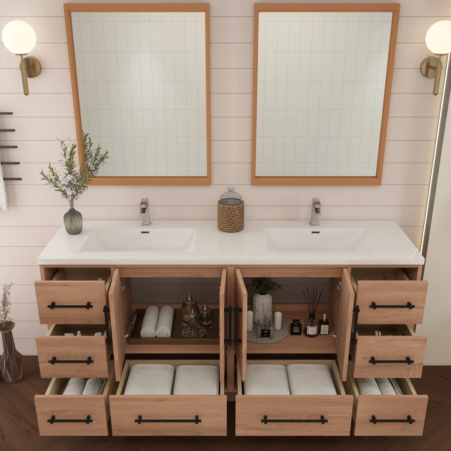 Victoria 72'' Freestanding Vanity with Double Reinforced Acrylic Sink - 71.5